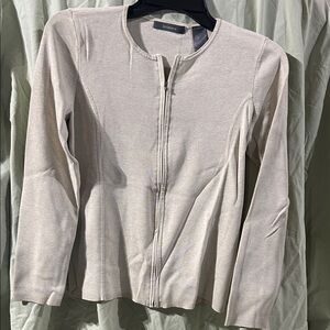 Liz Claiborne Light Tan Zipper Cardigan